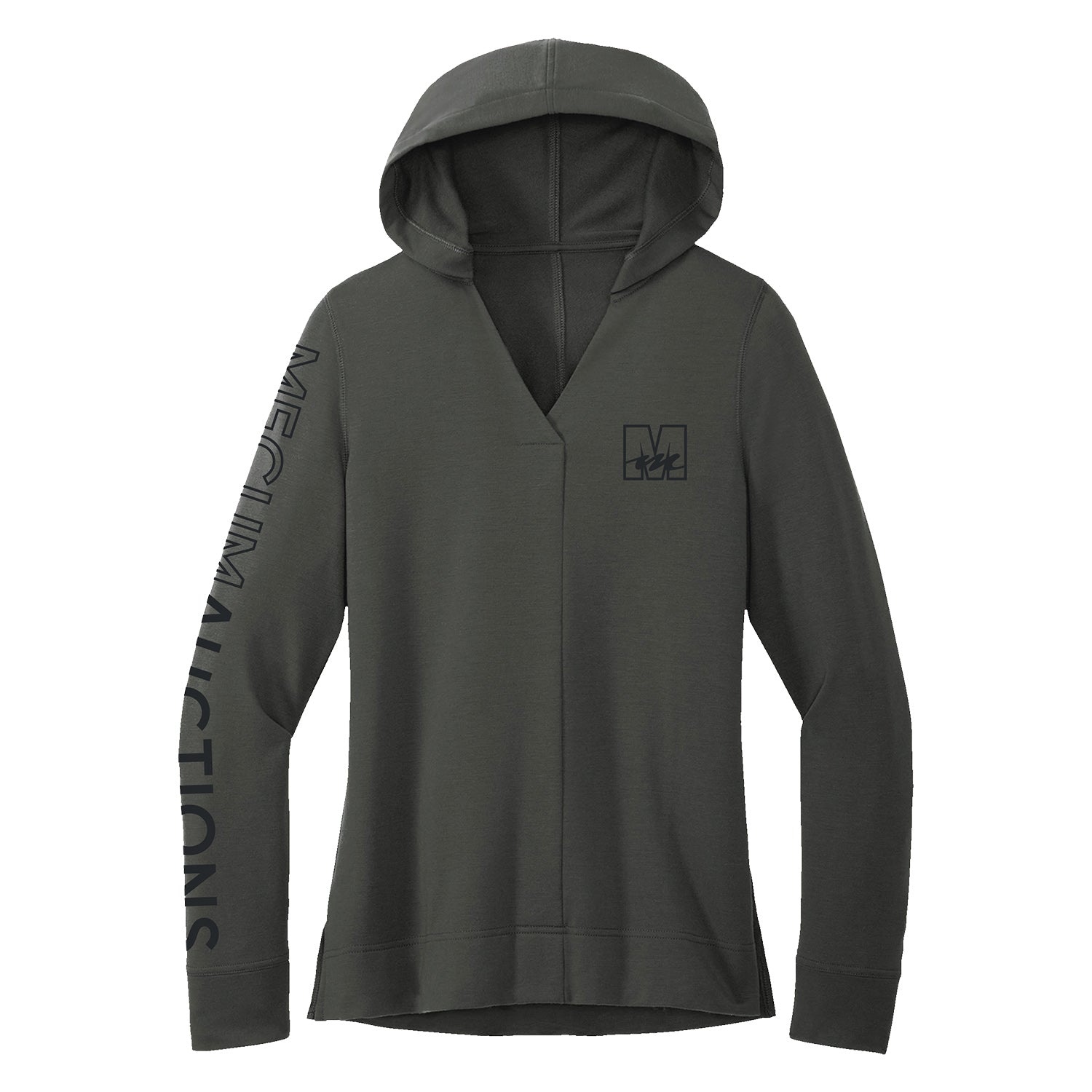 Mecum Auctions Ladies Charcoal Logo  Pullover Hoodie - Front View