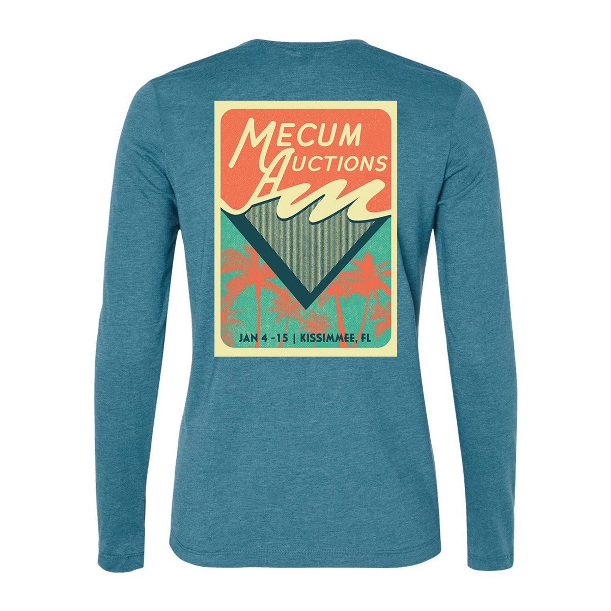 Mecum Auctions Ladies Kissimmee Teal Long Sleeve - Back View