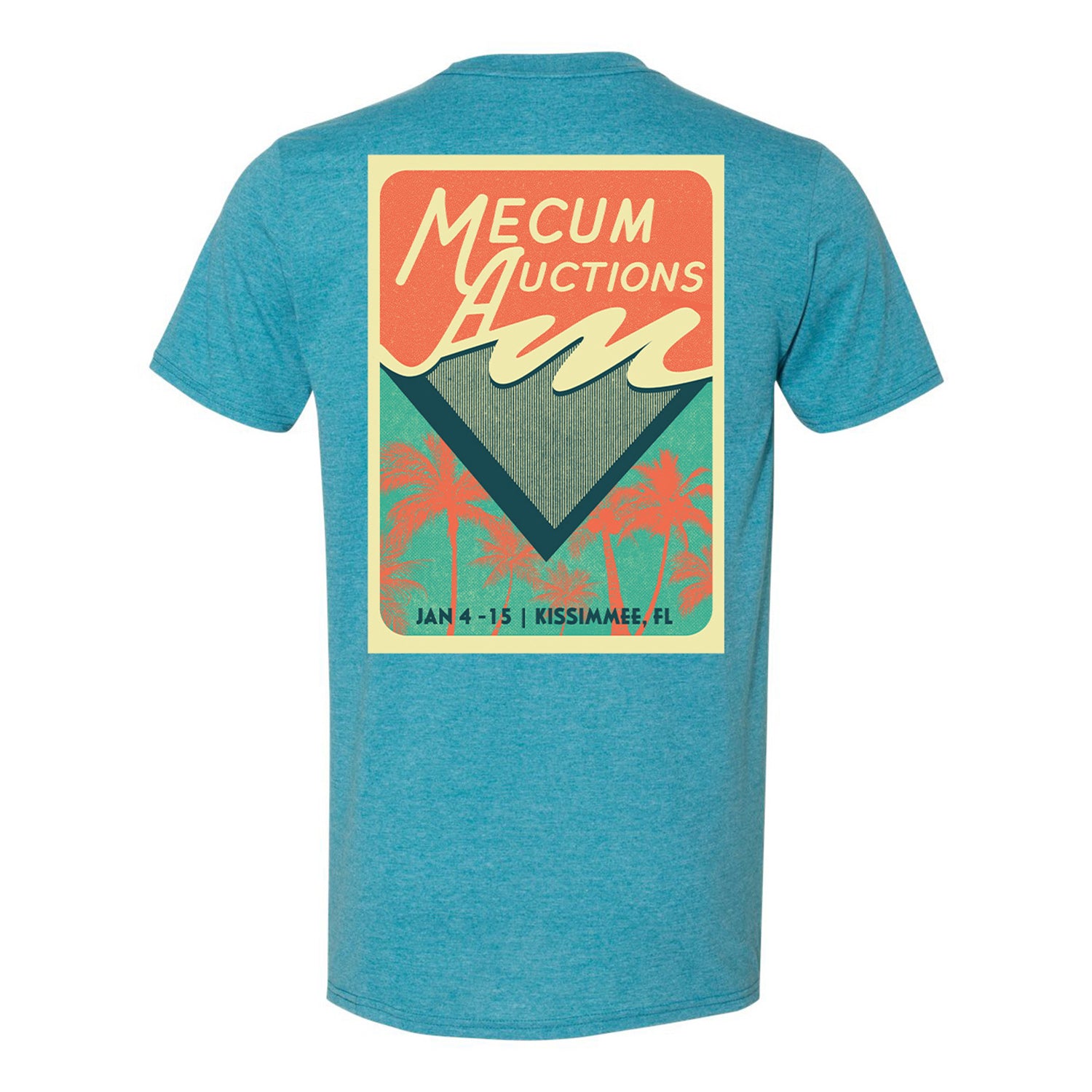 Mecum Auctions Kissimmee Retro Light Blue T-Shirt - Back View