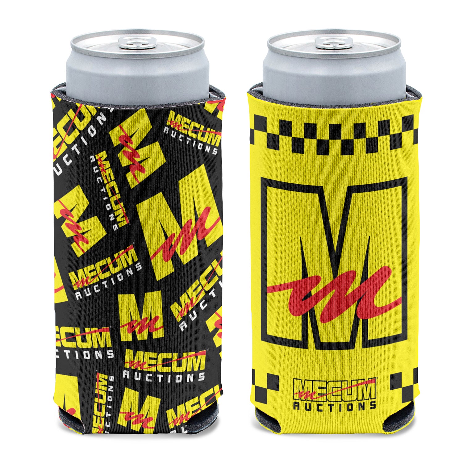 Mecum Auctions Slim Can Cooler - Front and Back View